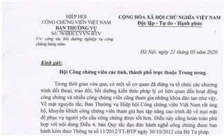 Công văn số 76/HHCCVVN-BTV về công tác bồi dưỡng nghiệp vụ công chứng hàng năm